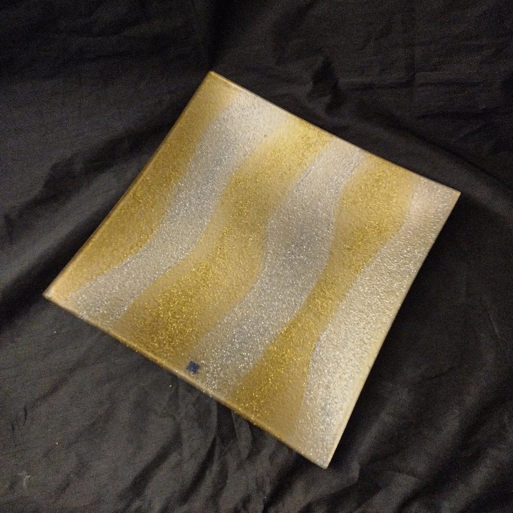Gold Square Glass Platter / Plate / Tray / Dish